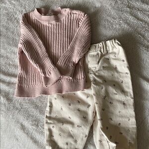 H&M Soft Pink Ribbed Knit Sweater